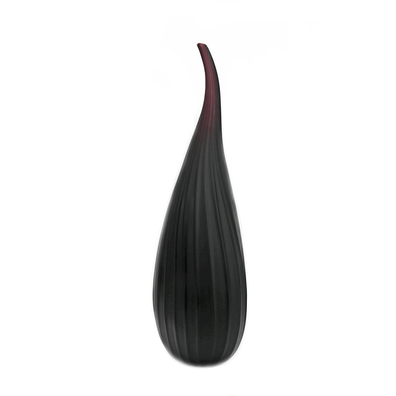 Murano Glass Stripe Vase, Black