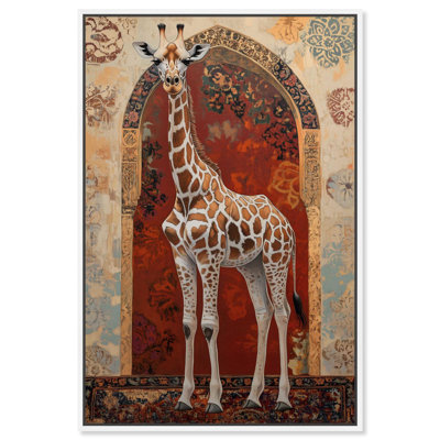 Girafe sur toile, art floral élégant par Art Remedy