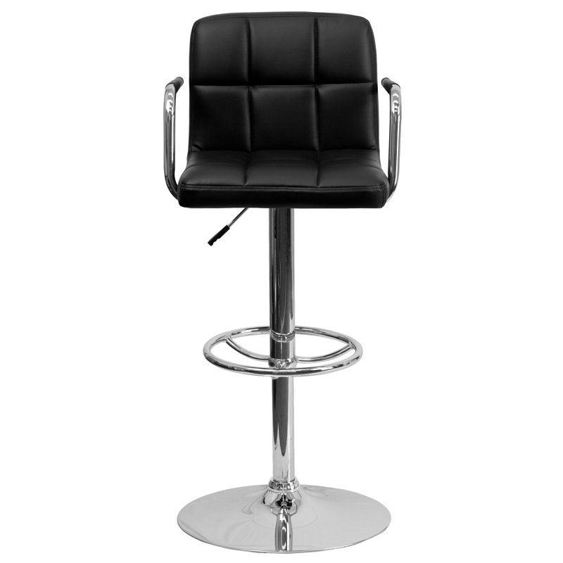 Adjustable Bar Stools - Counter Height Barstools with Back and Armrest, Black