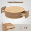 Table basse ronde contemporaine moderne de 89 cm de large, entièrement assemblée, avec piètement cannelé en bois massif, 2 tiroirs de rangement dissimulés et plateau en placage de bois.-31455752-245715675