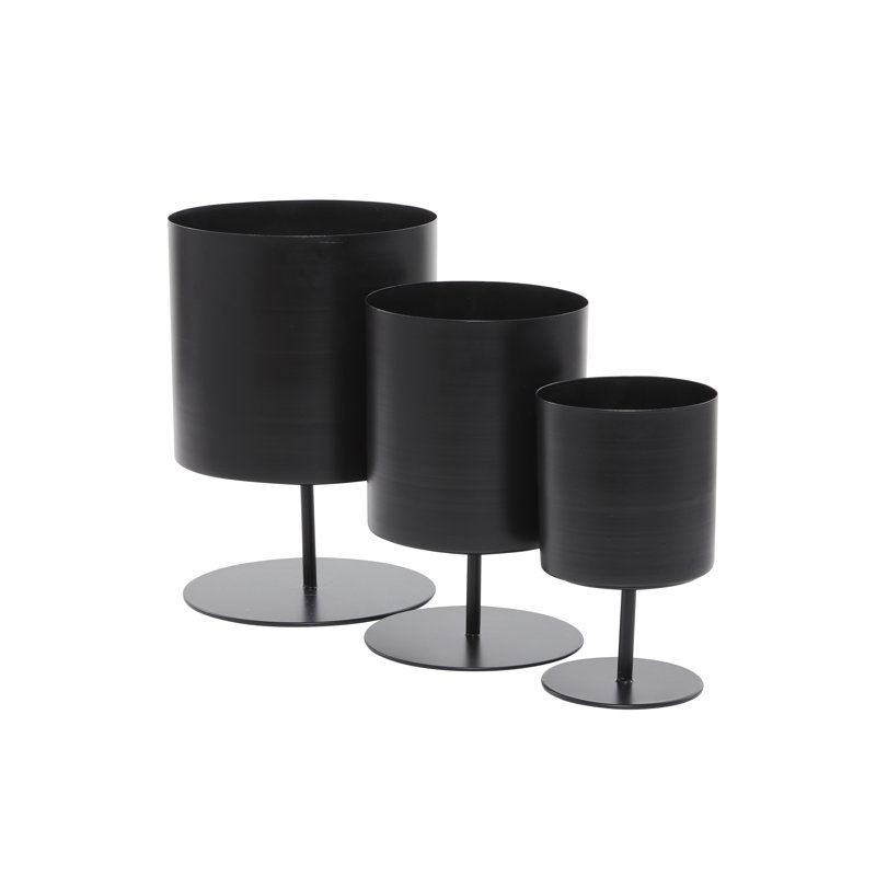 Black Metal Round Indoor Planter Set of 3