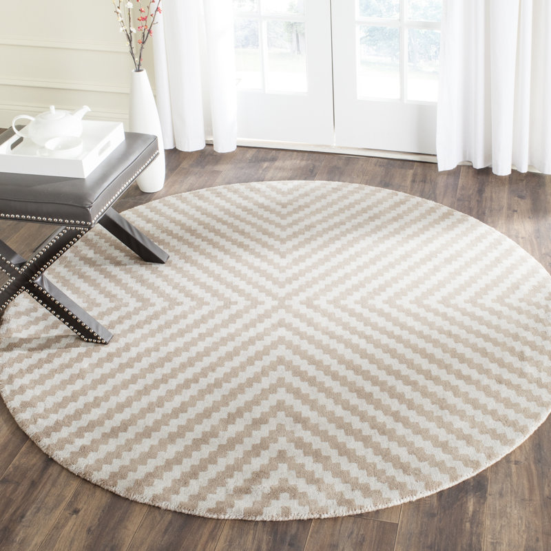 Sanyla Hand Tufted Wool Chevron Rug, Round 6'