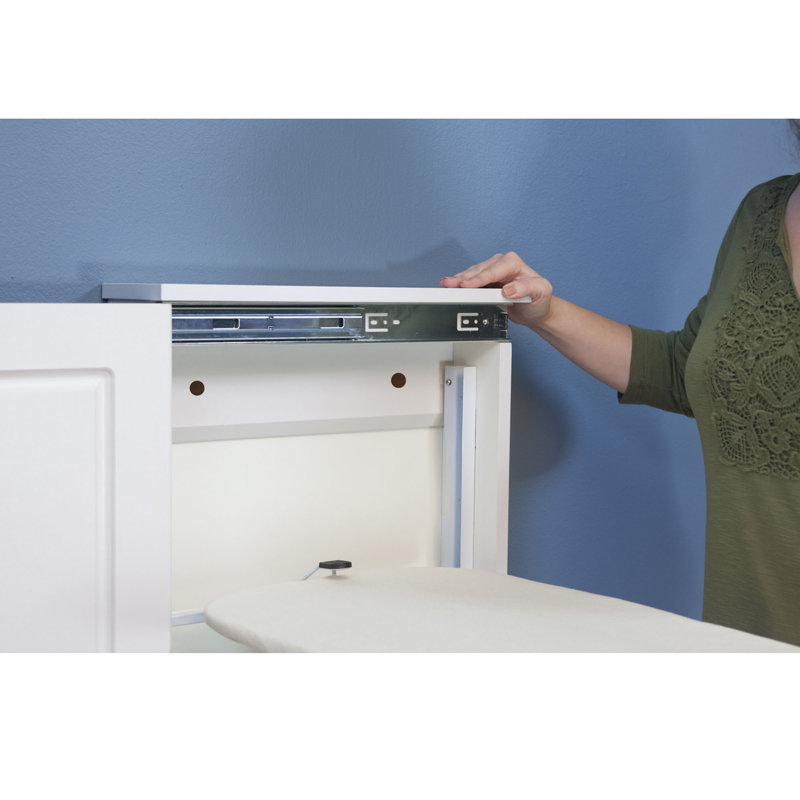 White Wall-Mounted Ironing Board Cabinet with Adjustable Height