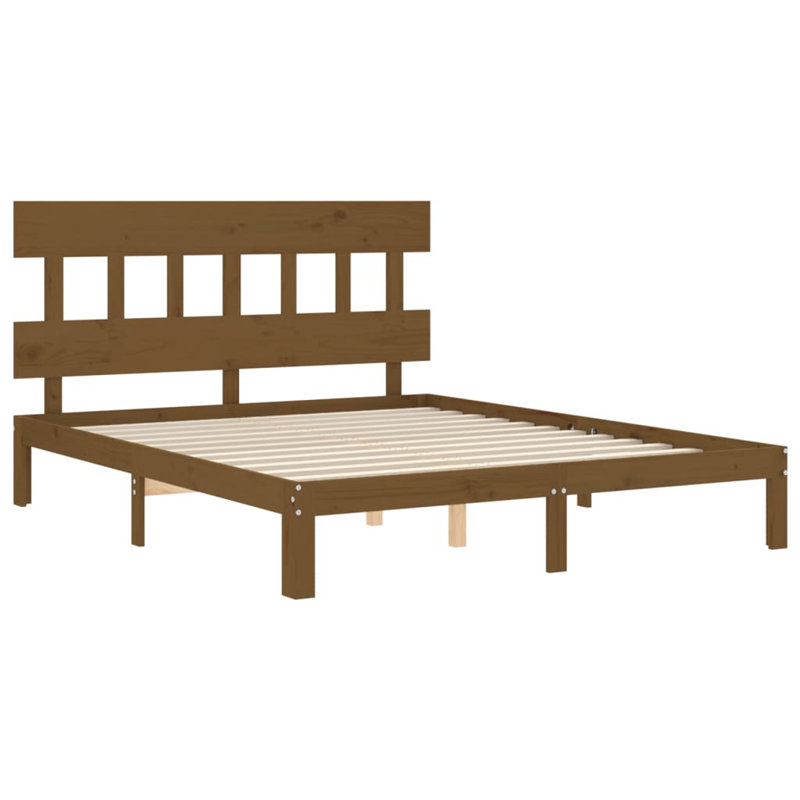 Bed Frame with Headboard, European Kingsize (160 x 200cm), Brown