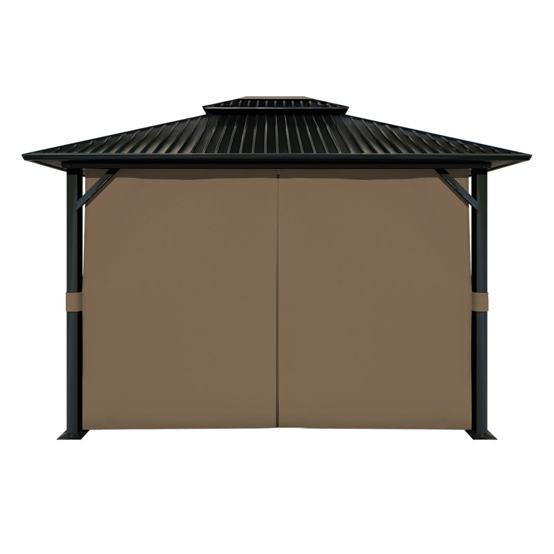 Aoodor Replacement 4-Panel Gazebo Sidewall Curtains, 82.7" H x 120" W x 144" D, Light Coffee