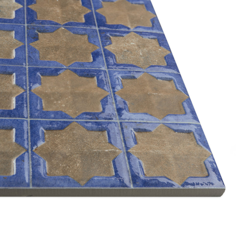 Tetuan Astre 12" x 22" Porcelain Moroccan Wall Tile, Brown/Purple