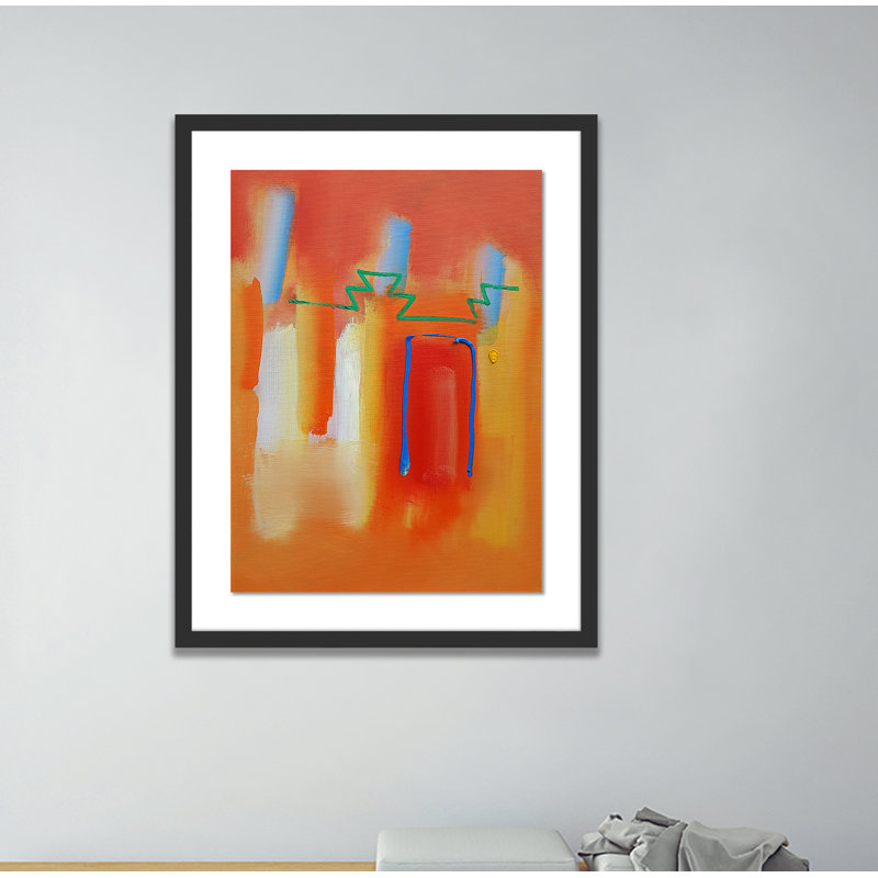 Red Door Print by Charles Stuart, 48" H x 38" W x 2.5" D, Black