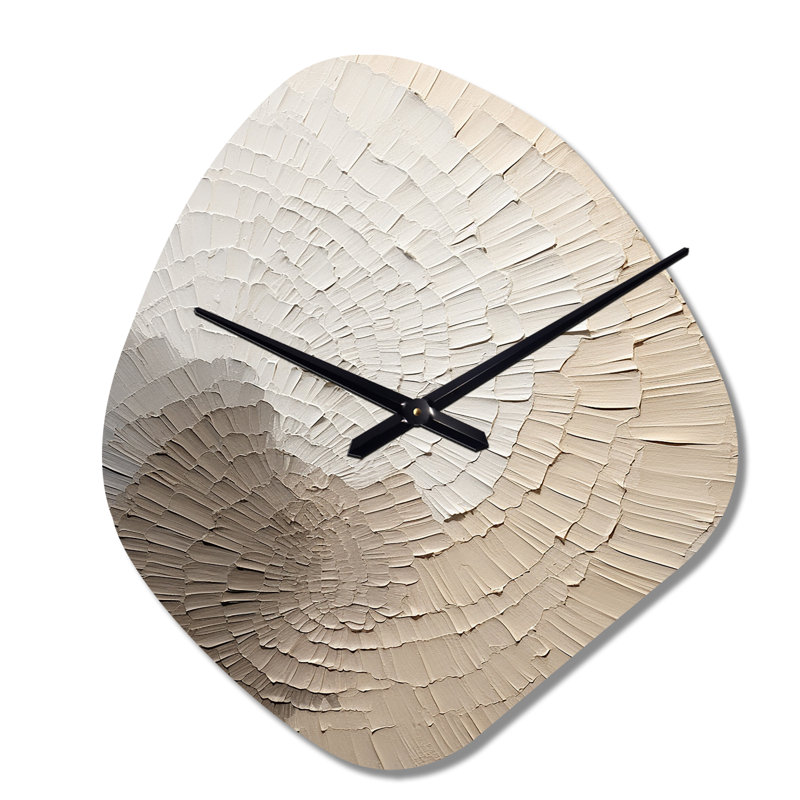 Minimaliste gracieux, art discret beige - Minimalisme, horloge murale en métal asymétrique, Grand