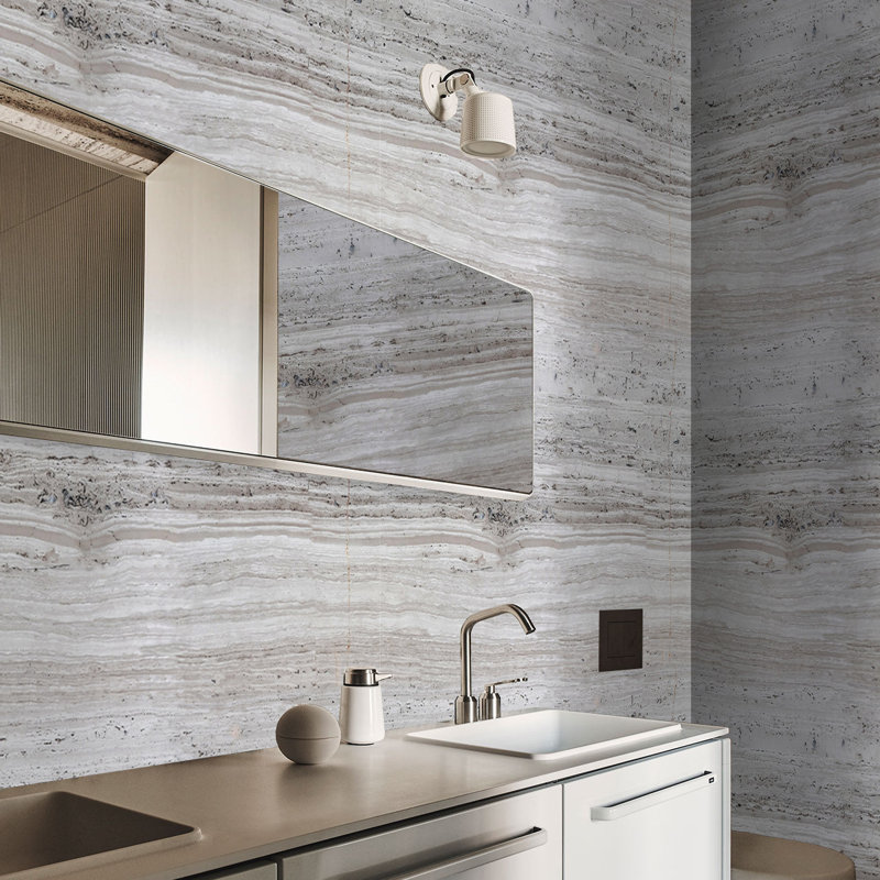 Travertine Wallpaper Beige Grey