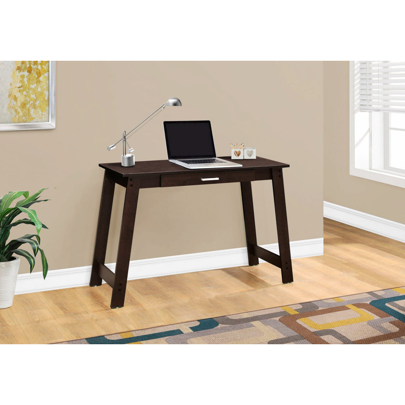 Contemporary Computer Desk, Home Office Desk With Storage Drawers, Espresso