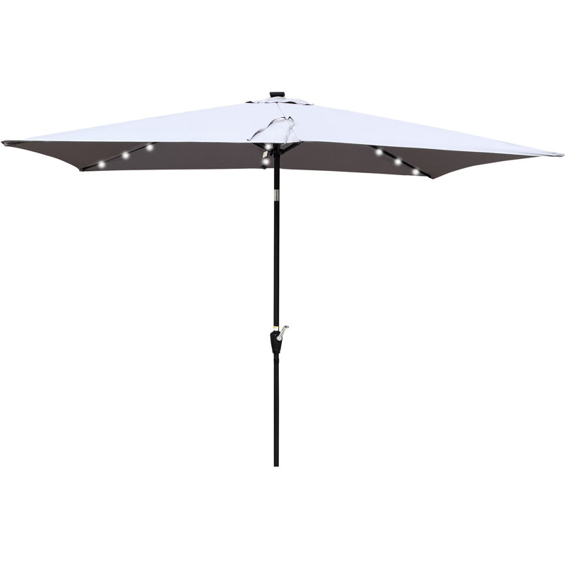 Parasol de jardin à énergie solaire rectangulaire Vipol 10 x 6,5 pi Canopée à eau, 40+, manivelle sans effort et mécanisme d'inclinaison