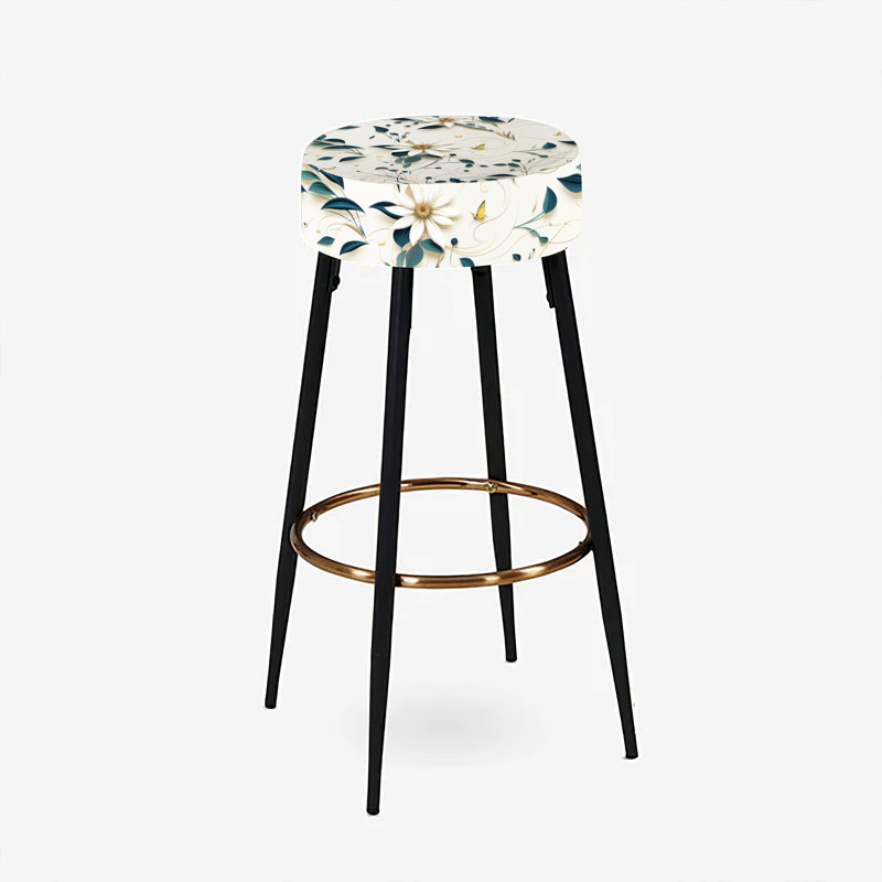 Blanc et bleu sarcelle lotus tranquille Zen I - ensemble de 2 tabourets de bar botaniques