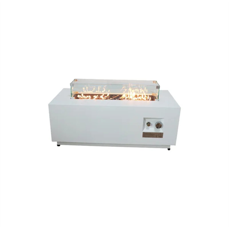 Table de foyer d'extérieur en acier 16 po x l 42 po avec couvercle, Blanc
