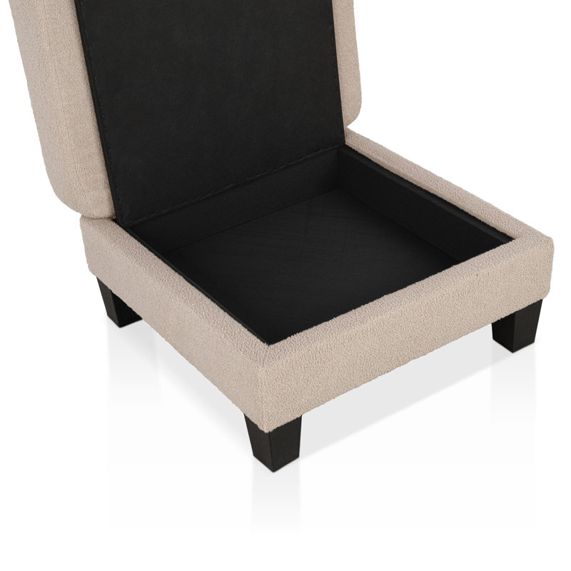 Viafora Square Boucle Storage Ottoman, Beige