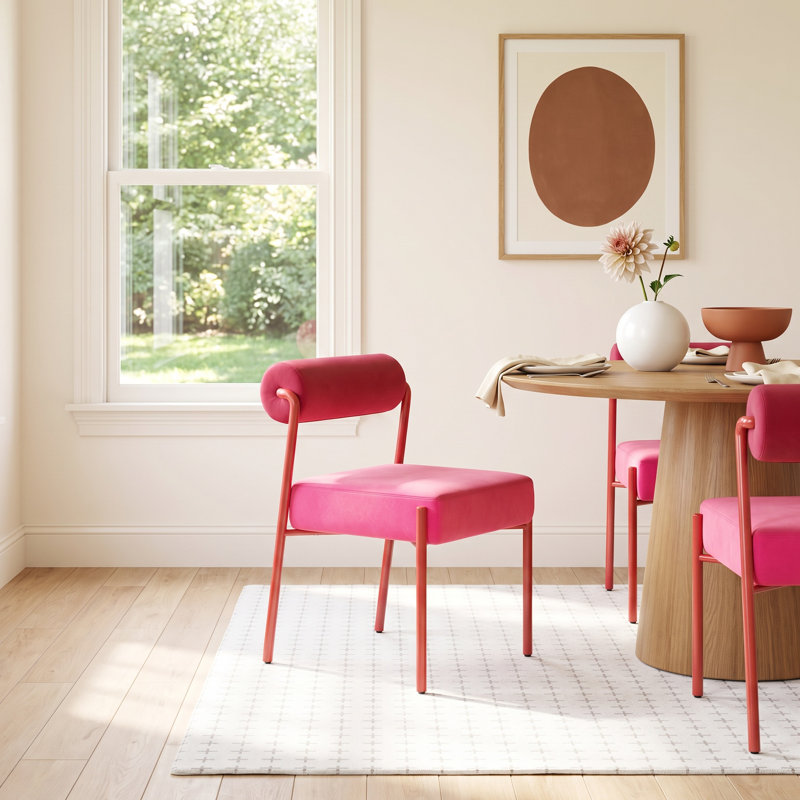 Grete 19.7'' H Velvet Upholstered Side Chair, Pink/Red, Red
