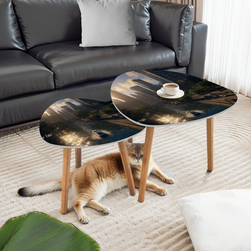 Ensemble de 2 tables basses gigognes triangulaires New York City