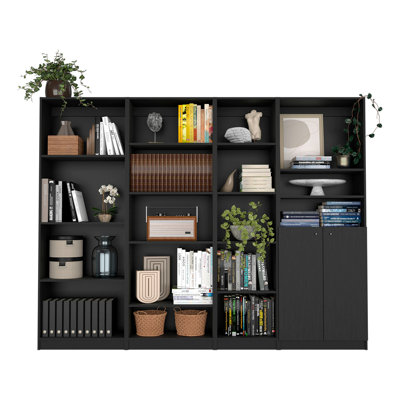 Wenge 4 Piece Living Room Set With 4 Bookcases