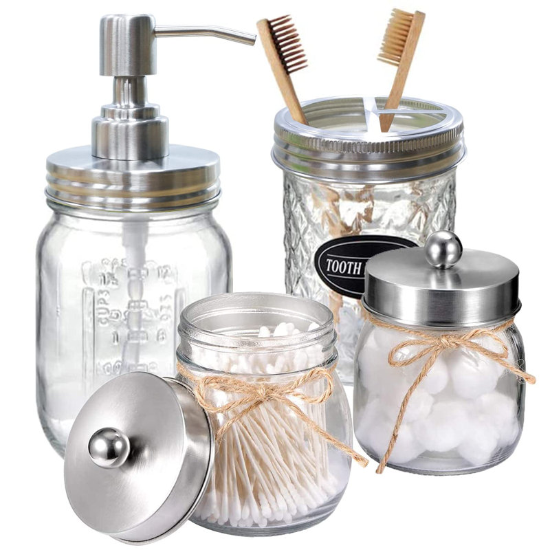 Ensemble d'accessoires de salle de bain Mason Jars, Nickel brossé
