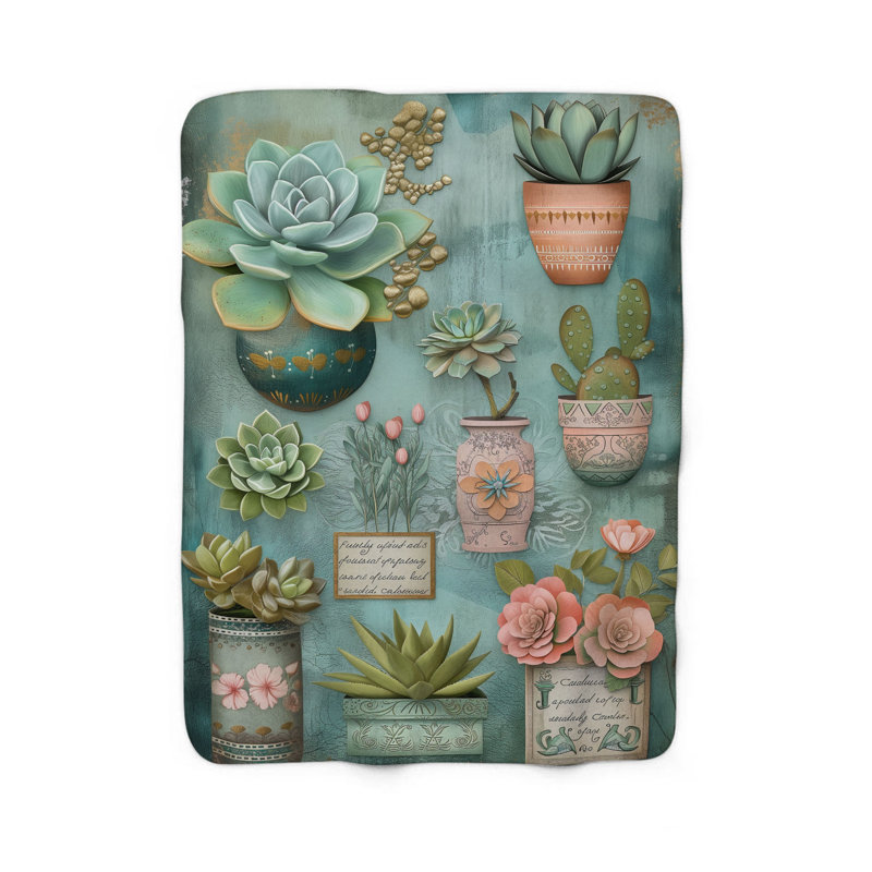 Couverture aquarelle Cactus Charm, L 60 po x l 50 po