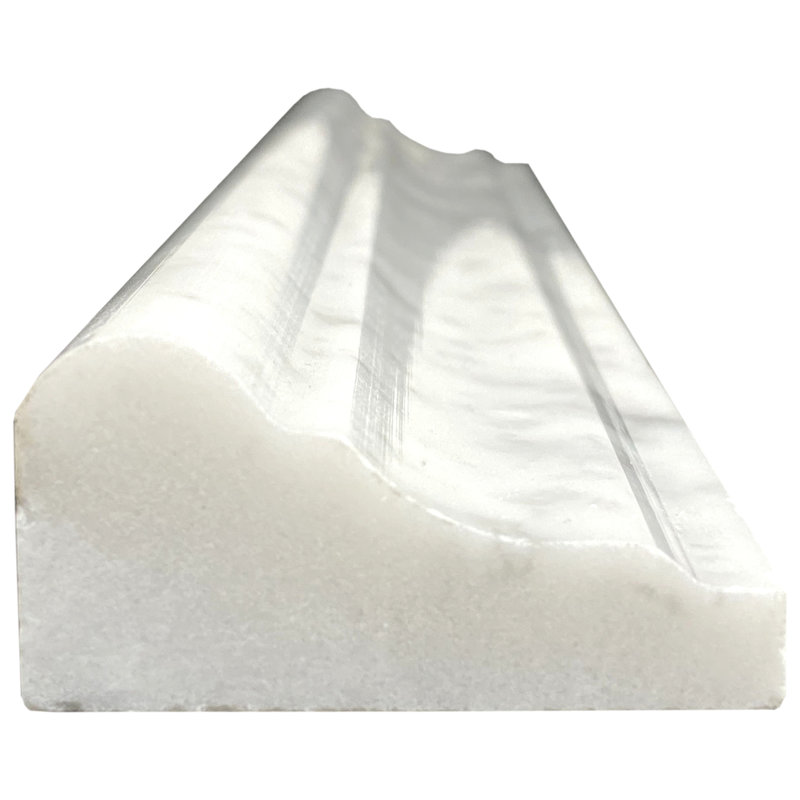 Carrara 12" x 2" Polished Marble Chair Rail Tile Trim in White