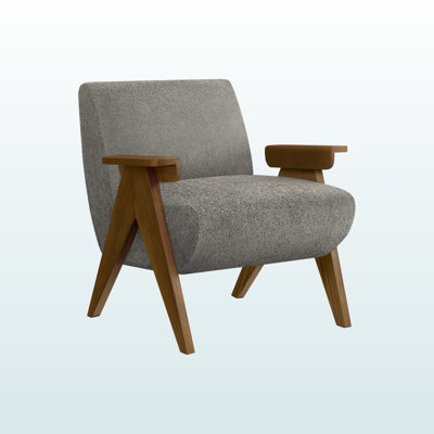 Henley Modern Brown Walnut Solid Wood Dark Grey Fabric Upholstered Accent Chair