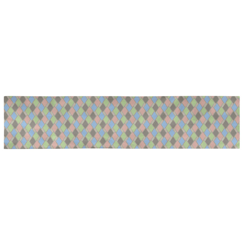 Chemin de table diamants rétro Avicia, 73,5 po x 17,5 po, Polyester, Brun / Vert
