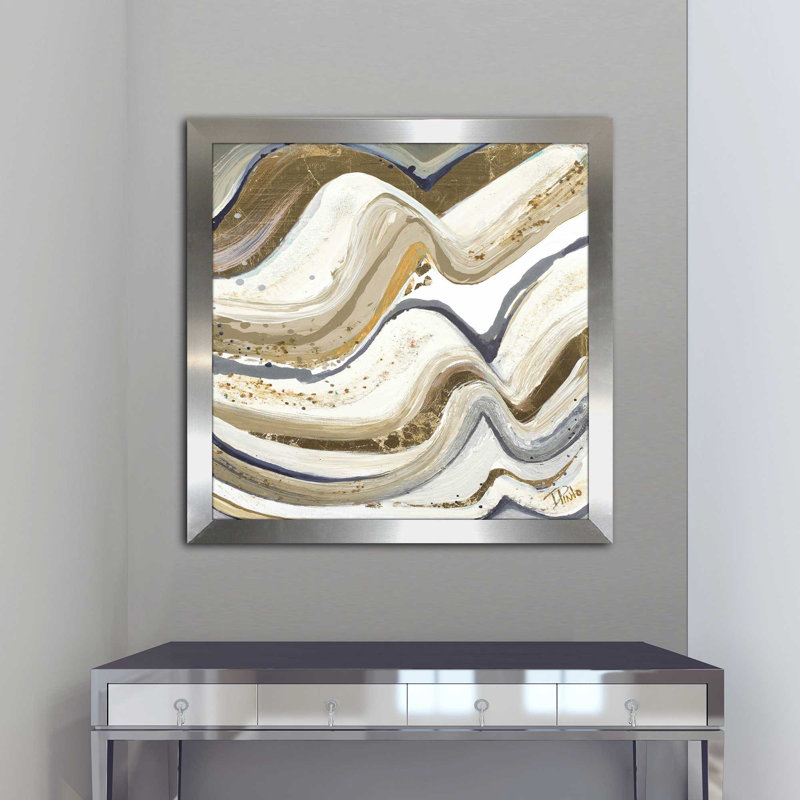 « new concept neutral », reproduction de peinture à l’acrylique encadrée, H 25,5 po x l 25,5 po x P 1 po, Encadrement argenté