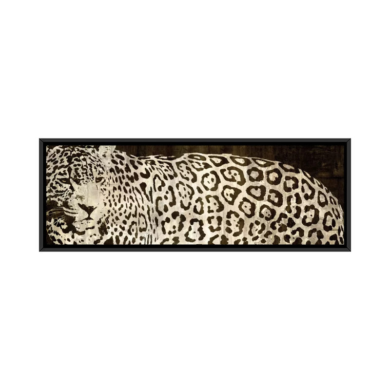 «Leopard Encounter», impression sur toile, H 12 po x l 36 po x P 1,5 po, Toile avec cadre noir