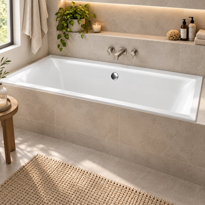x Soaking Acrylic Bathtub, 40cm H x 190cm W x 90cm D