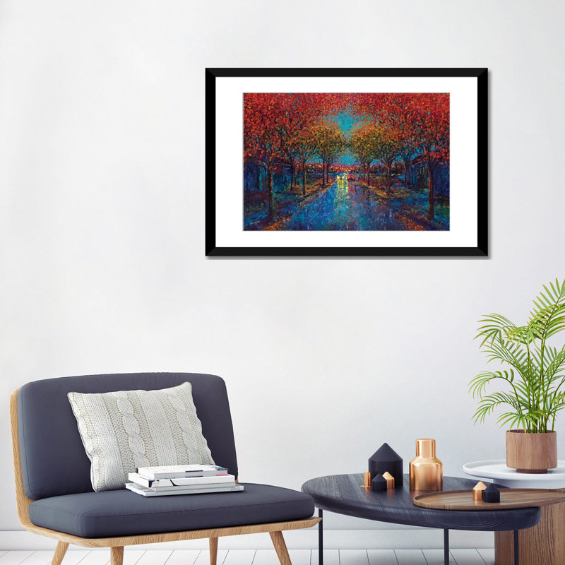 "irise scott-symmetry street" , reproduction d’art sur toile tendue, H 24 po x l 32 po x P 1 po, Papier d'art encadré noir