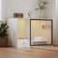 Grande / haute boîte à litière pour grands chats, armoire à litière intérieure en bois pour chat avec porte en verre et lumière, meuble moderne pour salle de bain avec rangement pour animal domestique, table de bout blanche pour la maison