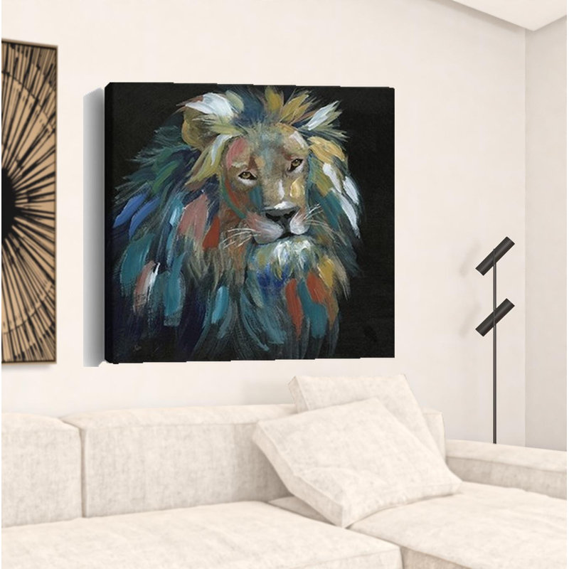 «Painted Lion Portrait», impression murale sans cadre