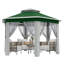 Pavillon de jardin escamotable avec moustiquaire, hauteur réglable et rideaux d'intimité pour la terrasse, la cour, le jardin