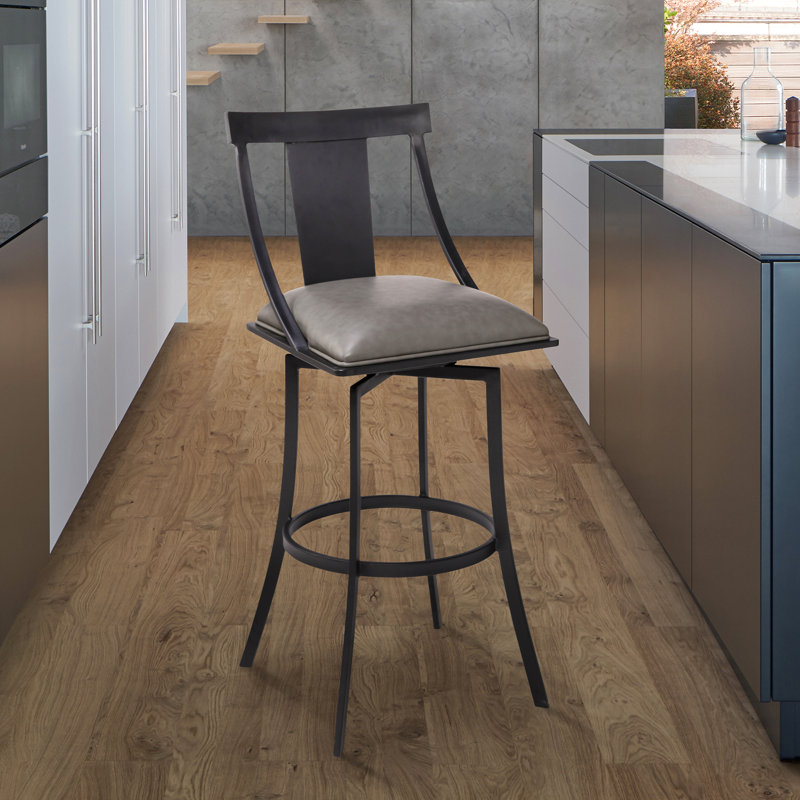 Tabouret de bar Bomford, Noir mat / gris, Tabouret de bar (assise de 30 po de hauteur)