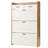 Two Drawers, Three-Fold Doors, Large Storage Shoe Cabinet, White-536995356