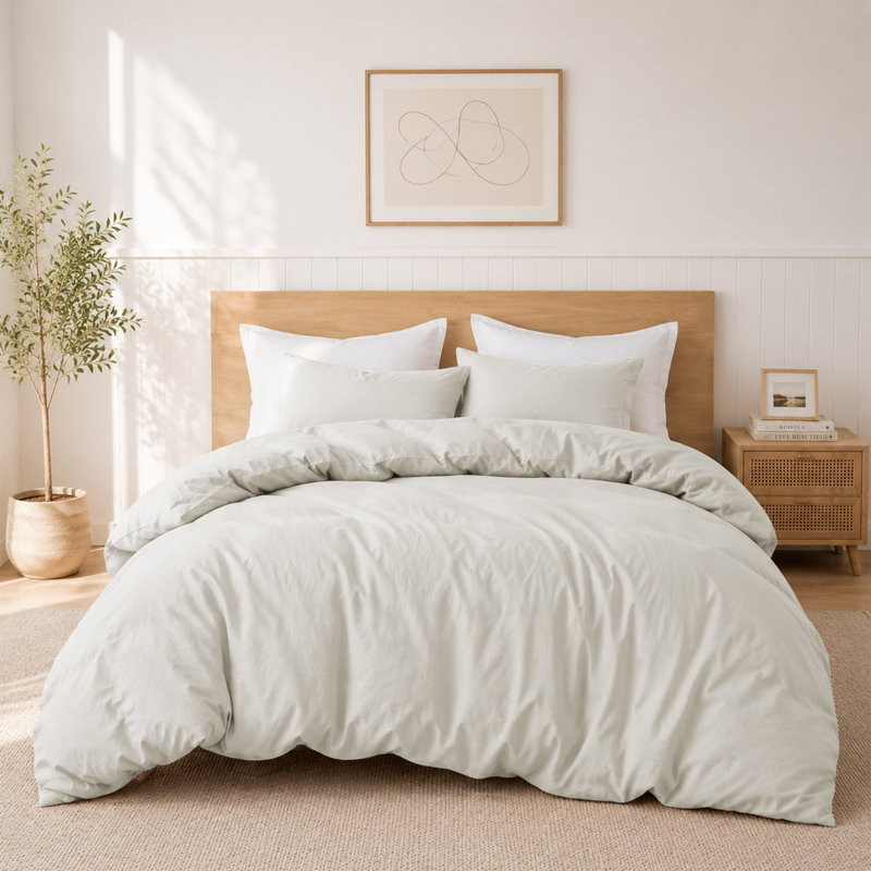 Ensemble de housse de couette 100% coton avec taies décoratives, ensemble de literie toutes saisons respirant et doux, très grand