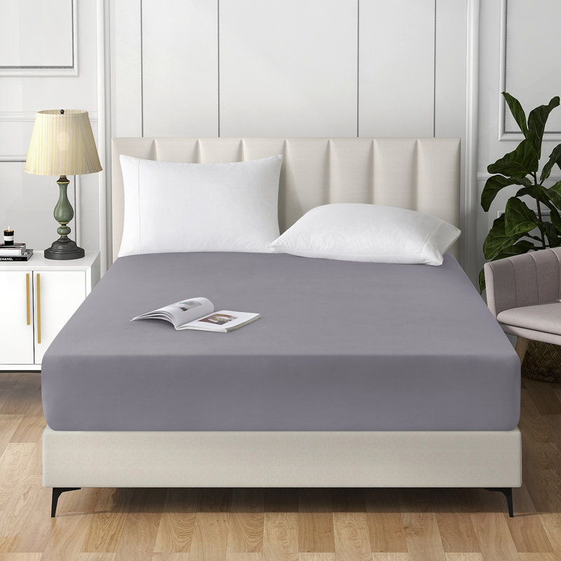Extra Deep Pocket Microfiber Solid Fitted Sheet, Full/Double, Gray