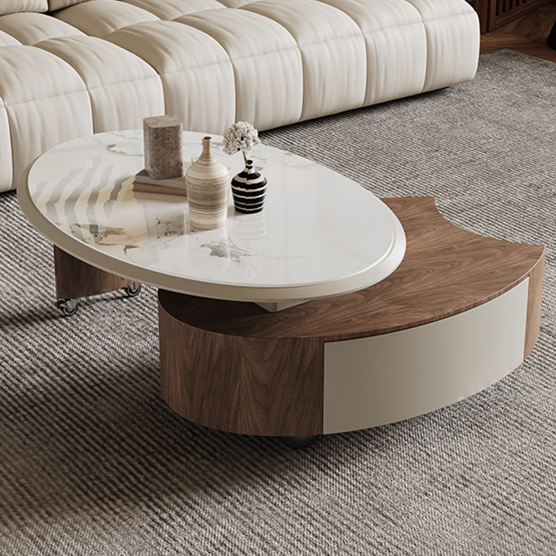 Table basse en pierre micro-cristalline télescopique