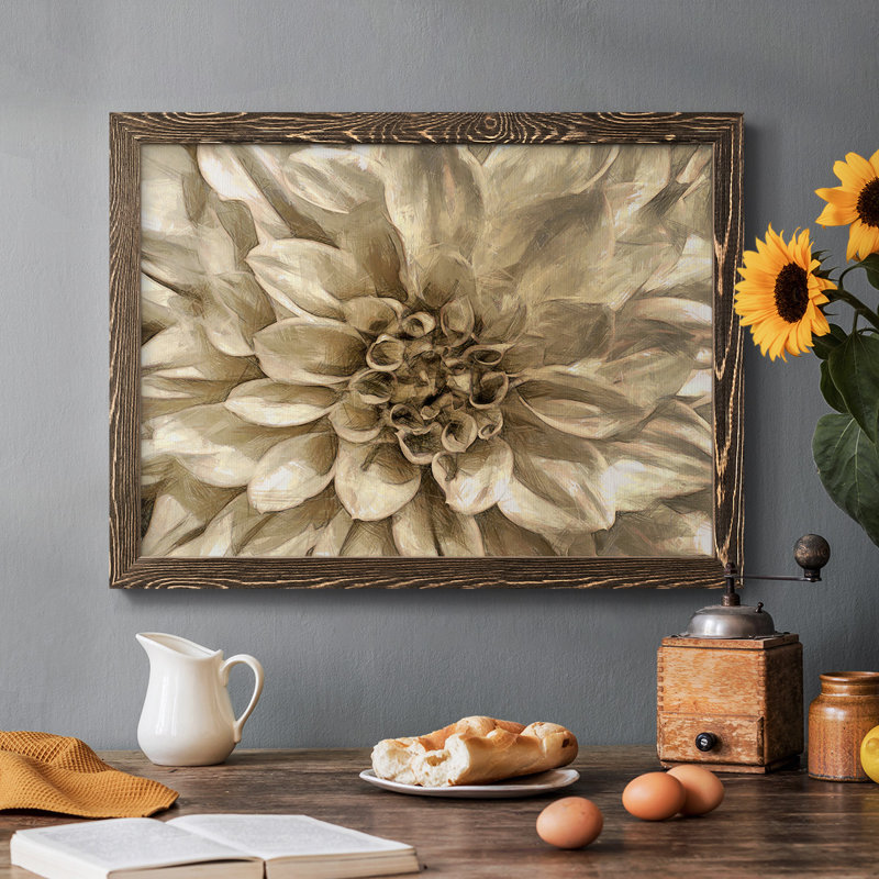 " Neutral Wall Flower I ", Walnut, 28" H x 42" W