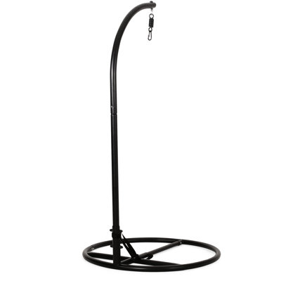 Hanging Chair Bottom In Black, With Firm Powder-Coated Iron Stand And Belt, For Indoor Outdoor Enjoyable Occasions, 45.01X45.01X80.25 In, 43.97Lb Strong Ease, 44" X 80", 43.97 Lb, Black