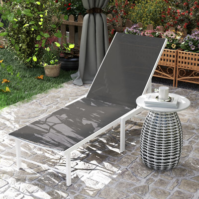 Méridienne d'extérieur, fauteuil de bronzage réglable à 5 niveaux, gris