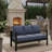 73" All-Weather Aluminum Patio Sofa, 3 Seat Outdoor Couch With  Thick Blue Cushions & Black Frame-1199417981-1199417982