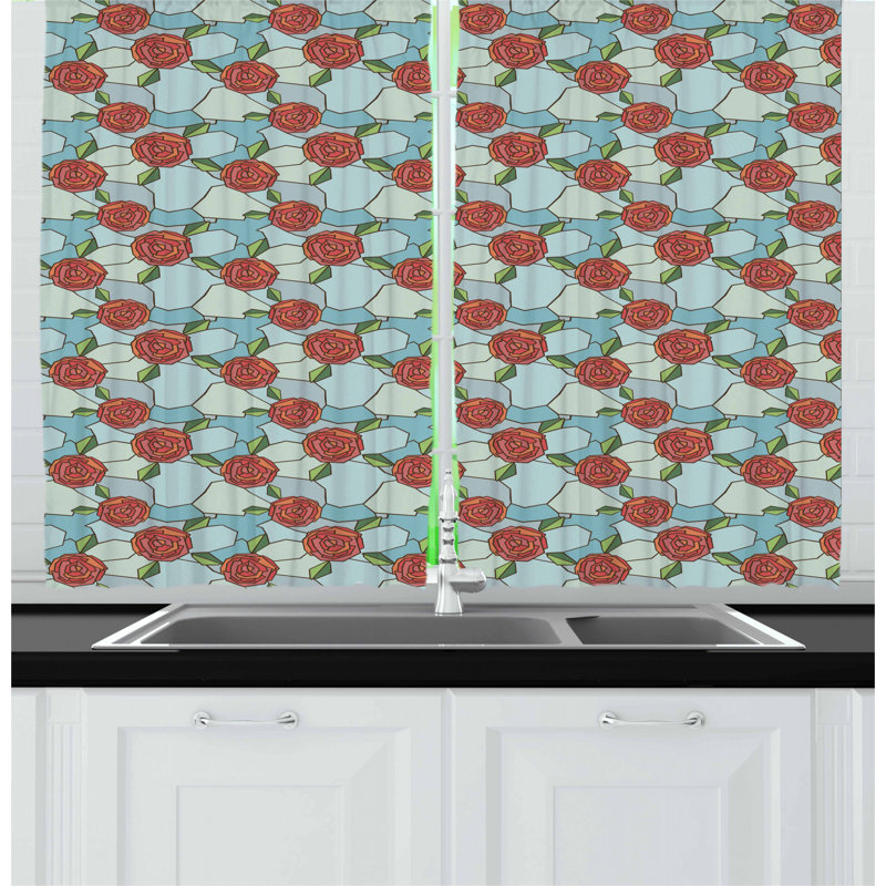Floral Tailored Kitchen Curtain
