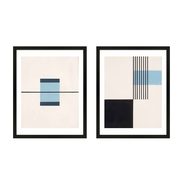 AllModern Black And Blue Framed On Paper 2 Pieces by Robert Kamnatnik ...