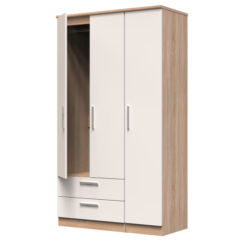 Borgeson Manufactured Wood Wardrobe, Kashmir Gloss/Bardolino Oak