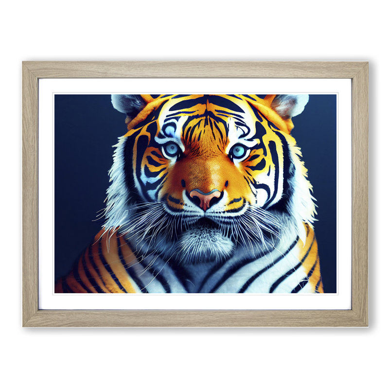 A Majestic Tiger - Framed Print, 25cm H x 34cm W x 2cm D, Oak Framed