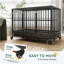 Cage métallique pour chien avec roues verrouillables et plateau amovible-1543389410