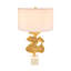 Lampe de table 17 x 30,2 po à feuilles de ginkgo dorées avec base en marbre et abat-jour tambour blanc (assemblage de l'abat-jour requis)