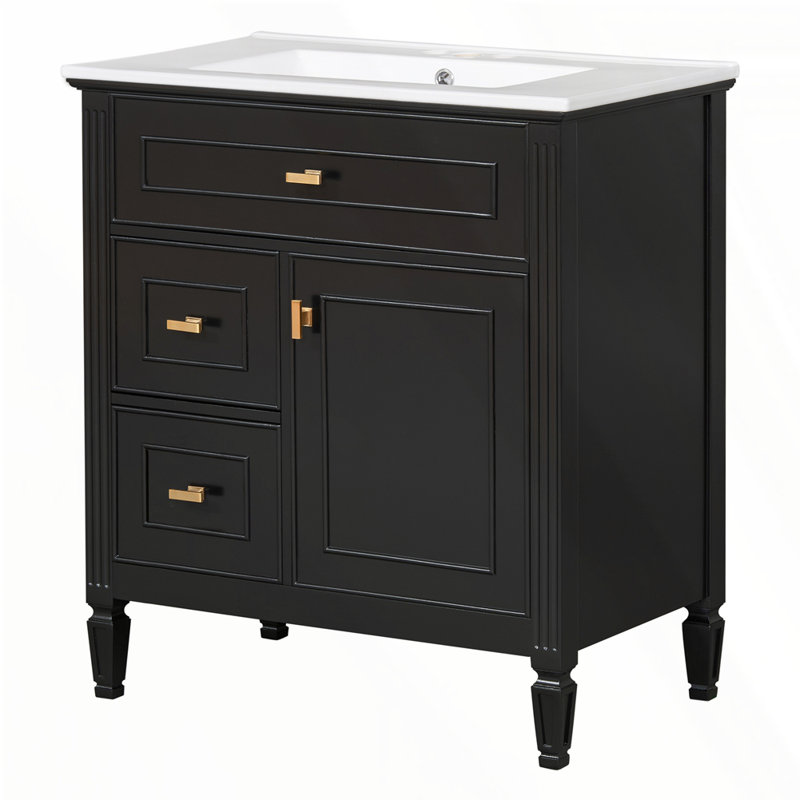 Meuble-lavabo 30 po avec lavabo, Noir