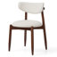 Chaises de salle à manger modernes rembourrées, structure en bois massif, dossier incurvé, pour la cuisine et la salle à manger, crème/brun (lot de 4)-541168605-543479730